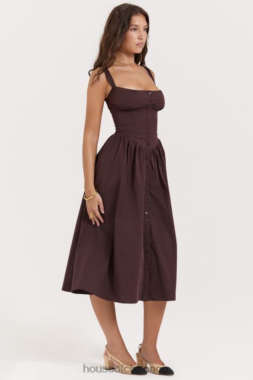 House of CB tatiana riche robe d\'été midi marron N888H172 vêtements