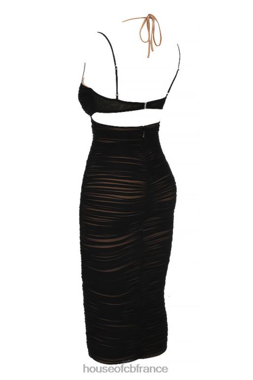 House of CB tibi - robe midi froncée à découpes noire N888H579 vêtements