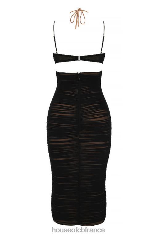 House of CB tibi - robe midi froncée à découpes noire N888H579 vêtements
