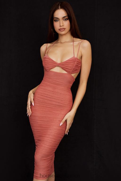 House of CB tibi rose - robe midi froncée à découpes N888H504 vêtements