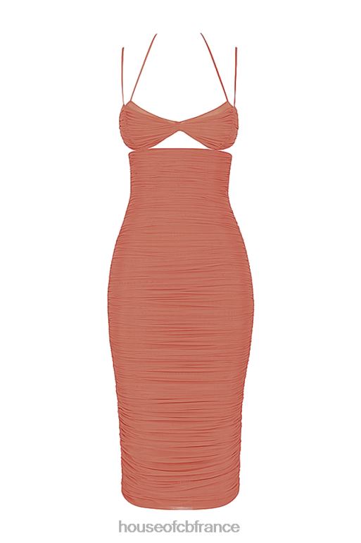 House of CB tibi rose - robe midi froncée à découpes N888H504 vêtements