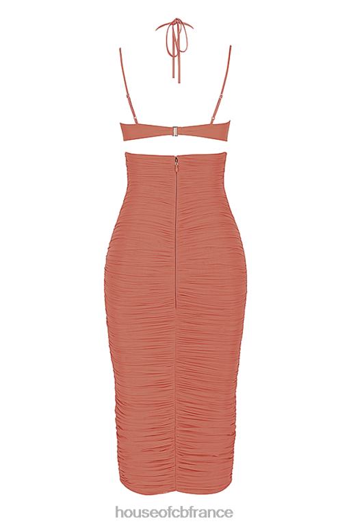 House of CB tibi rose - robe midi froncée à découpes N888H504 vêtements
