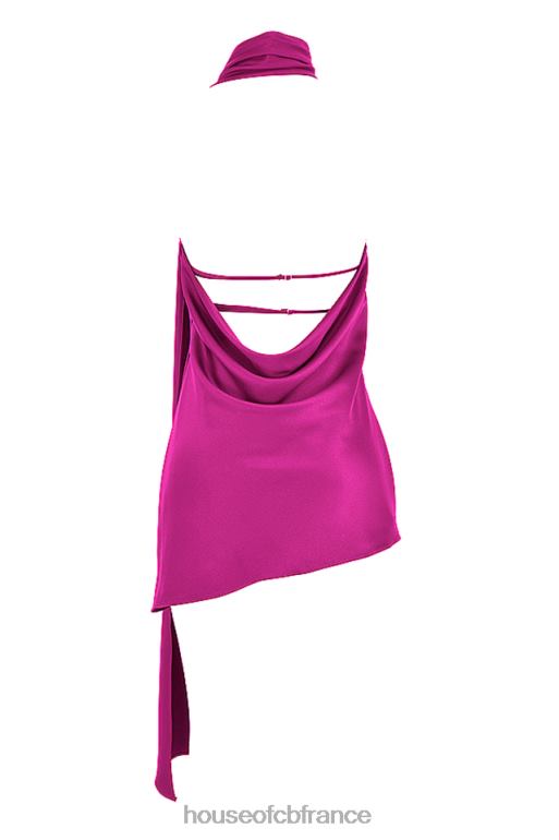 House of CB Aida - Robe asymétrique rose vif à col cache-cœur N888H320 vêtements