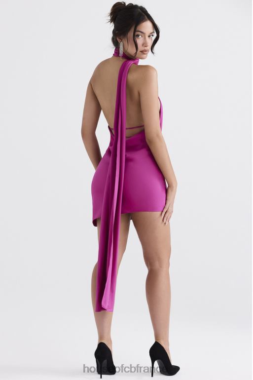 House of CB Aida - Robe asymétrique rose vif à col cache-cœur N888H320 vêtements
