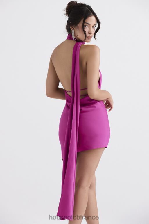 House of CB Aida - Robe asymétrique rose vif à col cache-cœur N888H320 vêtements