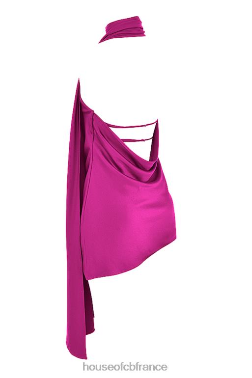 House of CB Aida - Robe asymétrique rose vif à col cache-cœur N888H320 vêtements