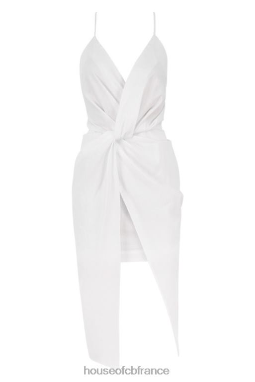 House of CB Eivissa midi portefeuille croisé en coton blanc dans le dos N888H604 vêtements