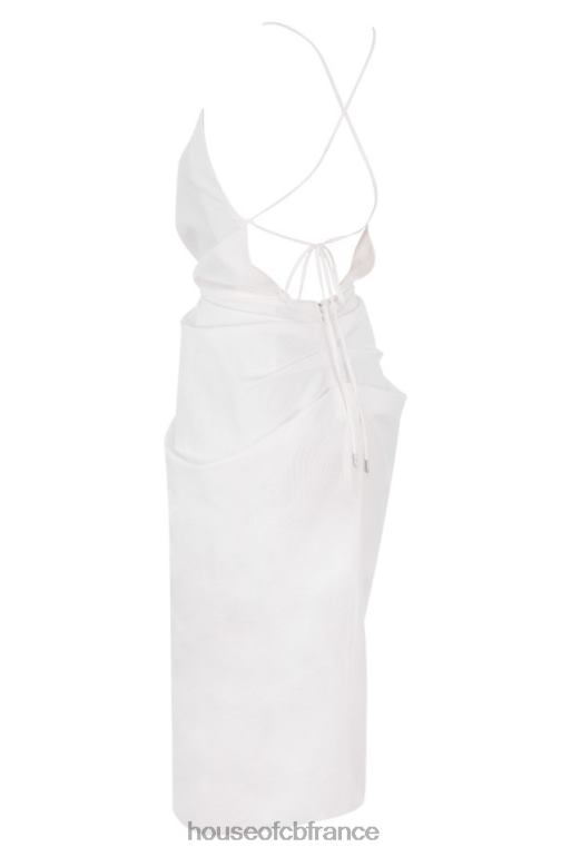 House of CB Eivissa midi portefeuille croisé en coton blanc dans le dos N888H604 vêtements
