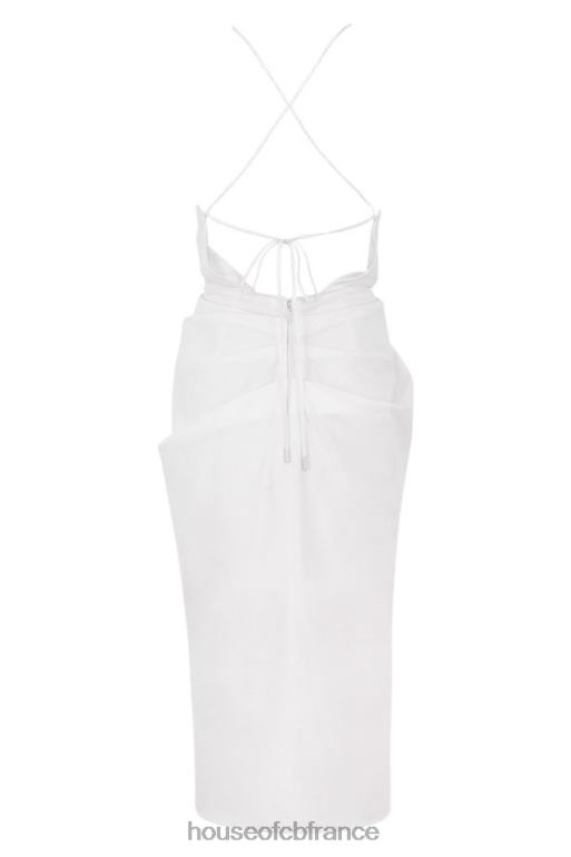House of CB Eivissa midi portefeuille croisé en coton blanc dans le dos N888H604 vêtements