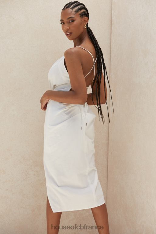 House of CB Eivissa midi portefeuille croisé en coton blanc dans le dos N888H604 vêtements
