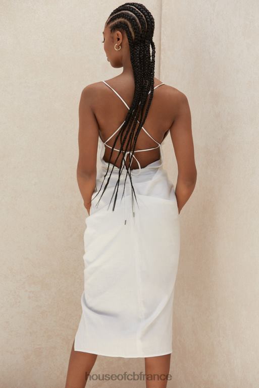 House of CB Eivissa midi portefeuille croisé en coton blanc dans le dos N888H604 vêtements
