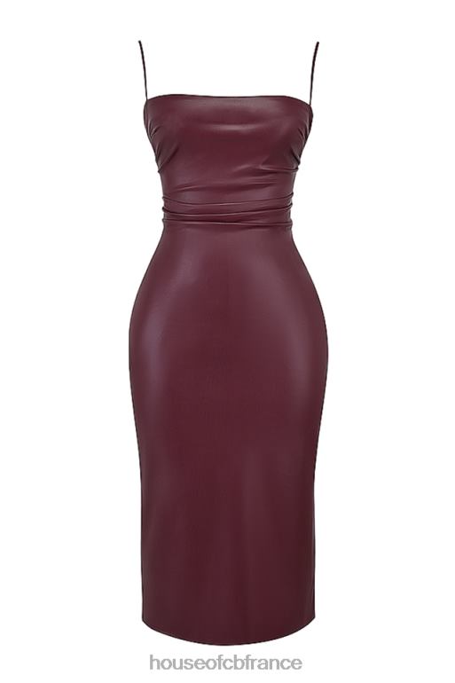 House of CB Jalena Mulberry - Robe en cuir végétalien avec dos en dentelle N888H165 vêtements