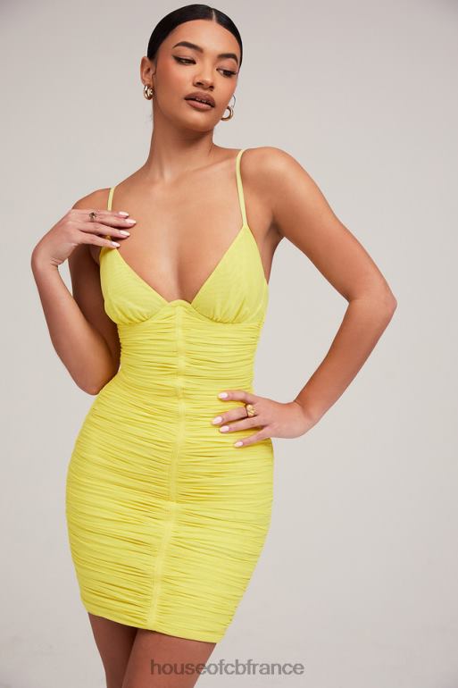 House of CB Mistress Rocks Spotlight - Robe en maille à décolleté citron N888H578 vêtements