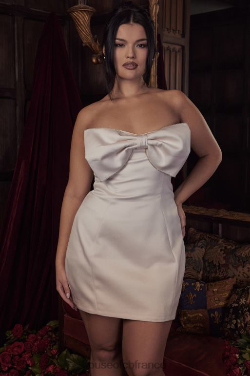 House of CB Robe ariella en satin ivoire ornée de cristaux et nœud N888H359 vêtements