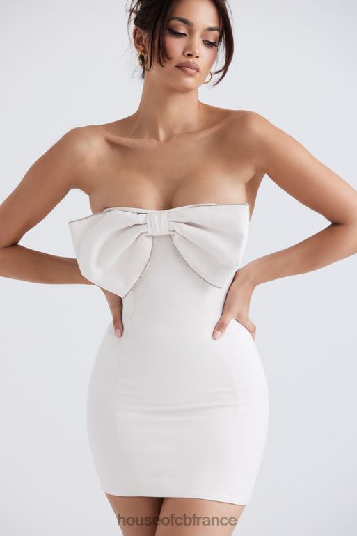 House of CB Robe ariella en satin ivoire ornée de cristaux et nœud N888H359 vêtements