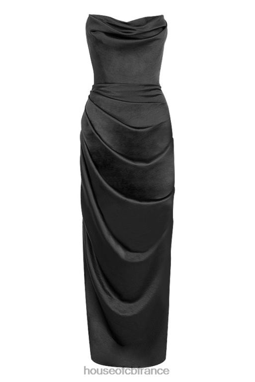 House of CB adrienne corset bustier en satin noir maxi N888H588 vêtements