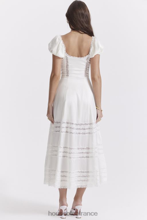 House of CB eviana robe à manches bouffantes en soie véritable ivoire N888H229 vêtements