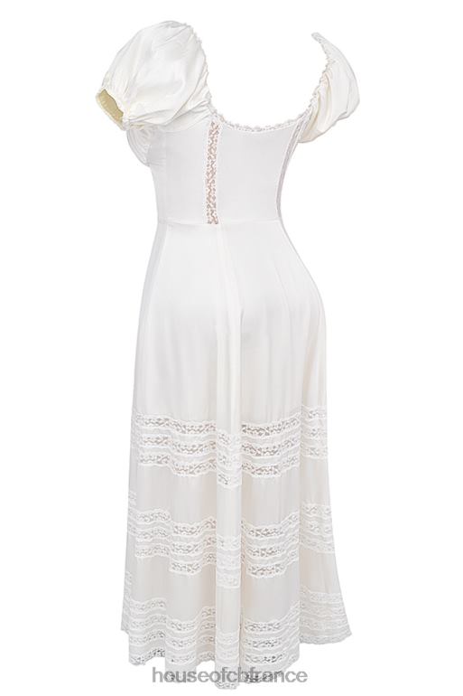 House of CB eviana robe à manches bouffantes en soie véritable ivoire N888H229 vêtements