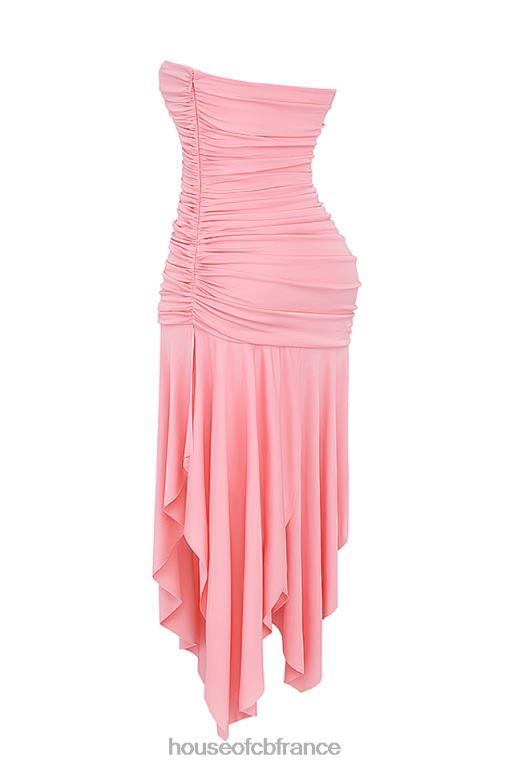 House of CB robe asymétrique froncée ivana abricot N888H209 vêtements