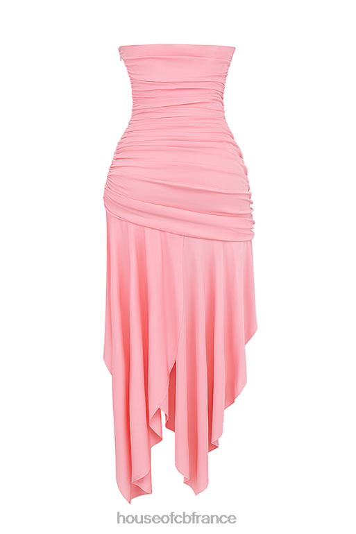 House of CB robe asymétrique froncée ivana abricot N888H209 vêtements