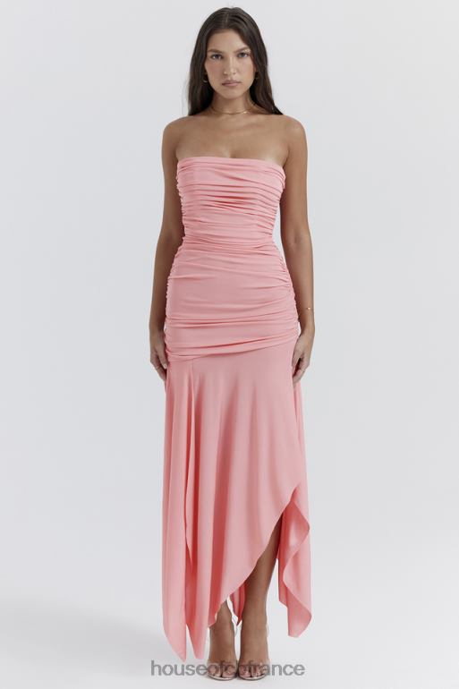 House of CB robe asymétrique froncée ivana abricot N888H209 vêtements