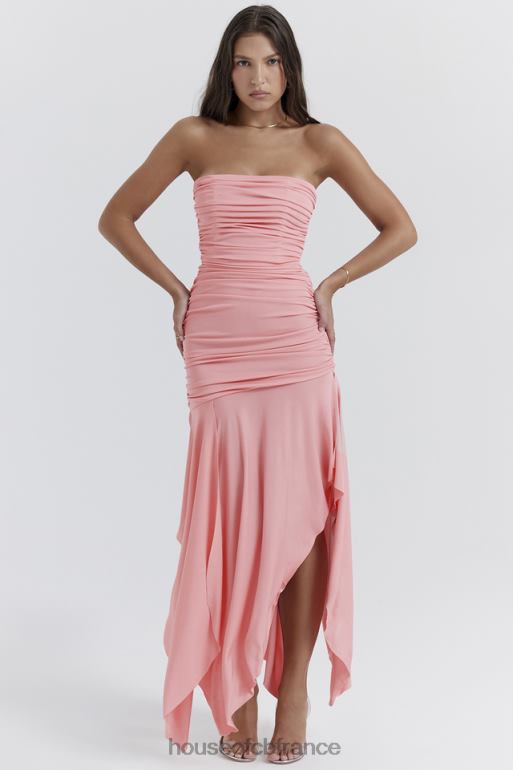 House of CB robe asymétrique froncée ivana abricot N888H209 vêtements