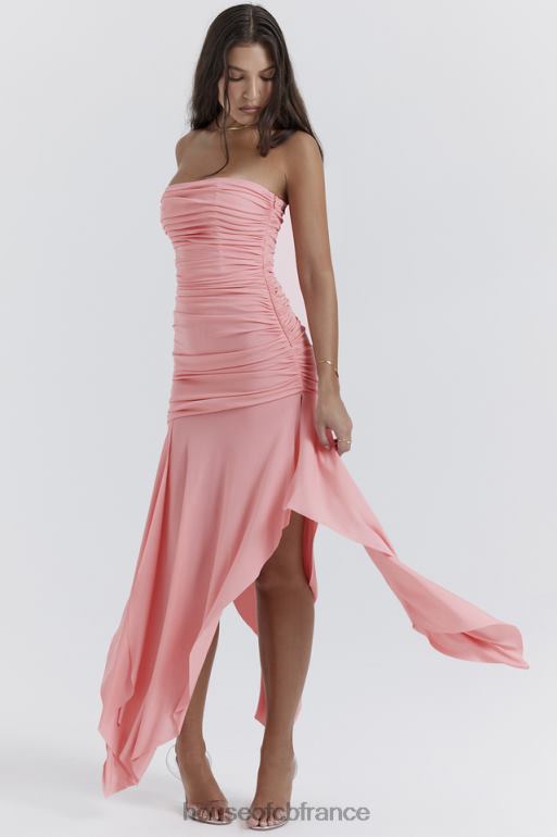 House of CB robe asymétrique froncée ivana abricot N888H209 vêtements