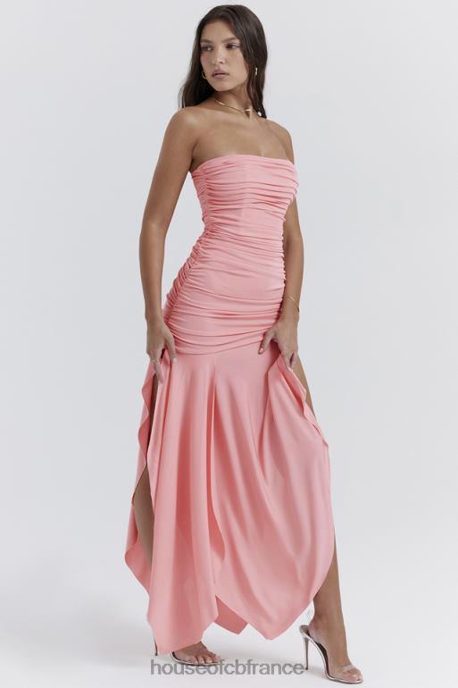 House of CB robe asymétrique froncée ivana abricot N888H209 vêtements