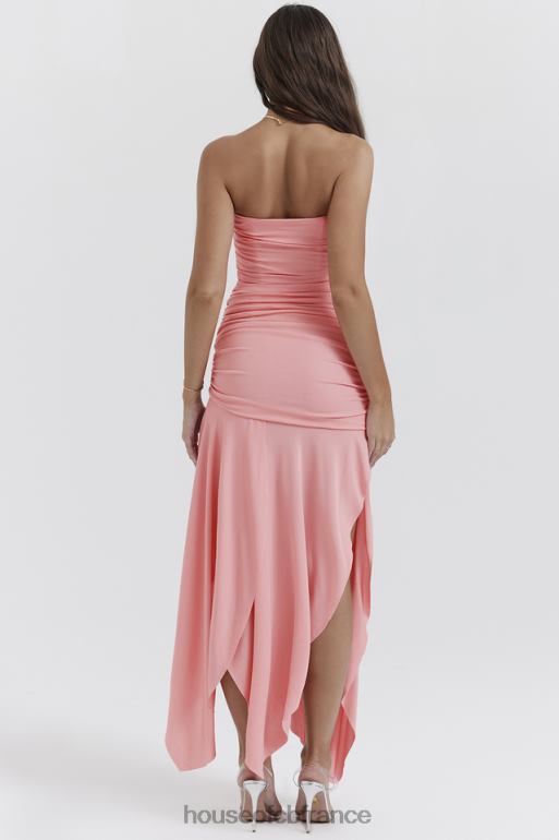 House of CB robe asymétrique froncée ivana abricot N888H209 vêtements