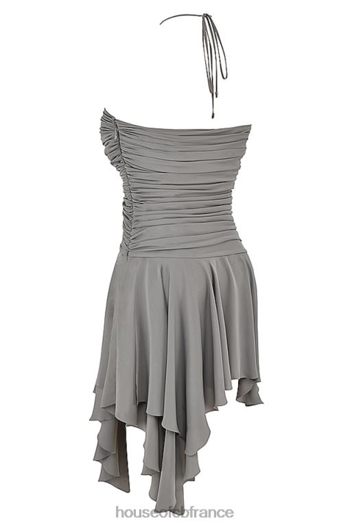House of CB robe asymétrique froncée valeria smoke N888H364 vêtements