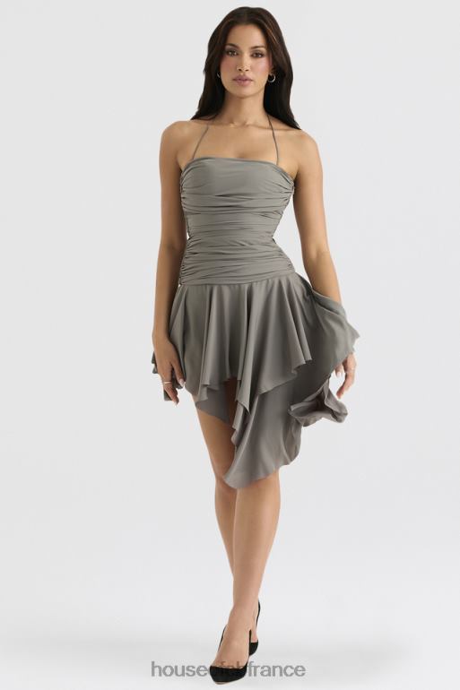 House of CB robe asymétrique froncée valeria smoke N888H364 vêtements