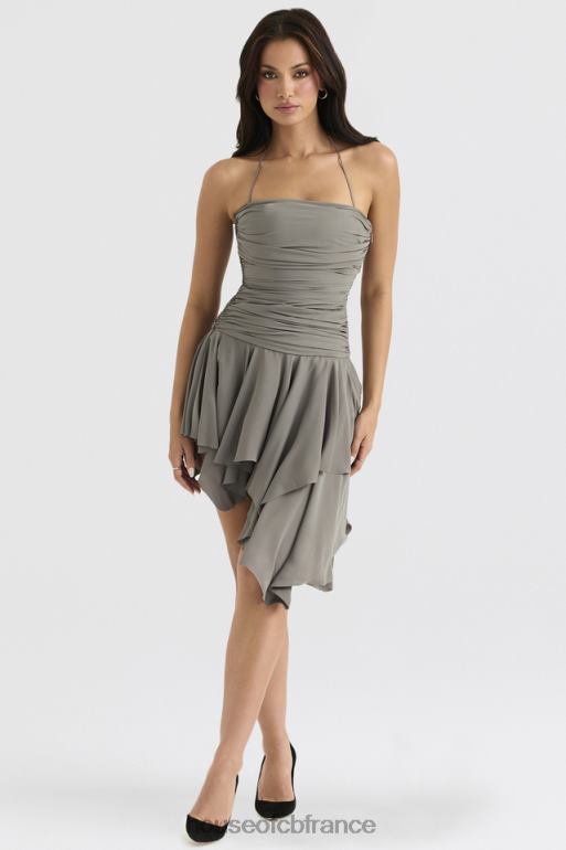 House of CB robe asymétrique froncée valeria smoke N888H364 vêtements