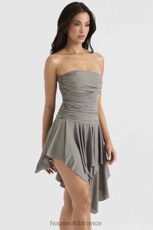 House of CB robe asymétrique froncée valeria smoke N888H364 vêtements