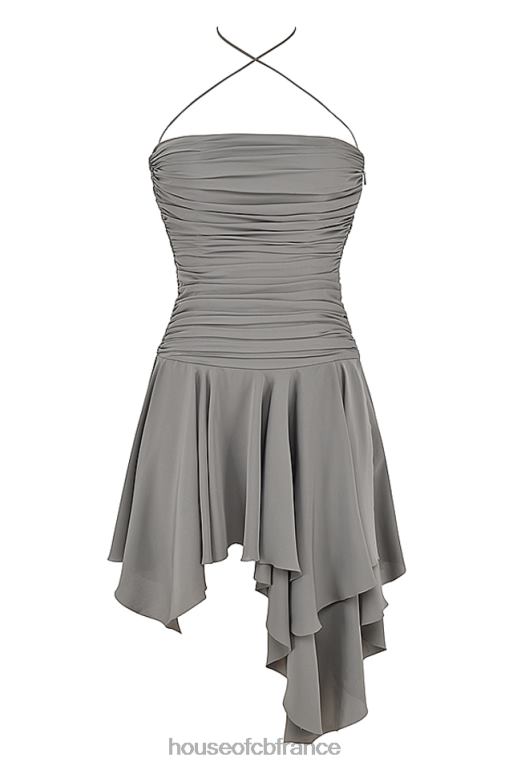 House of CB robe asymétrique froncée valeria smoke N888H364 vêtements