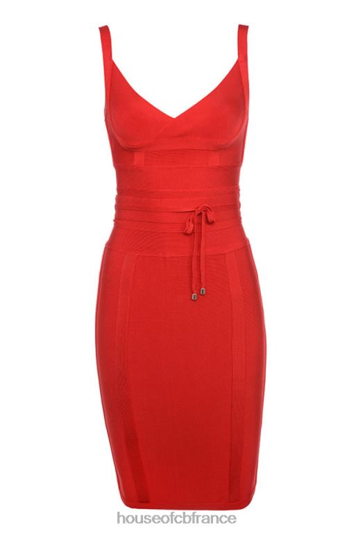 House of CB robe bandage rouge belice à nouer à la taille N888H637 vêtements