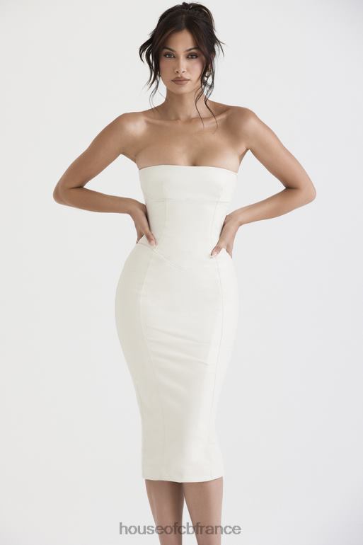 House of CB robe bustier en cuir vegan ivoire camilla N888H381 vêtements