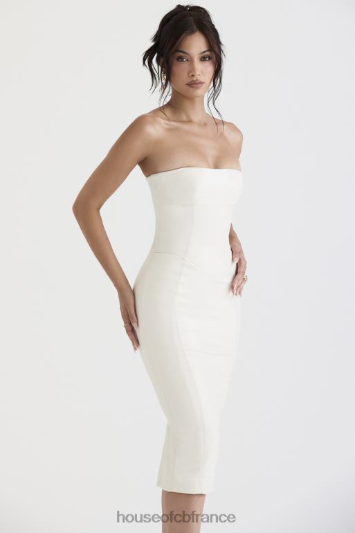 House of CB robe bustier en cuir vegan ivoire camilla N888H381 vêtements