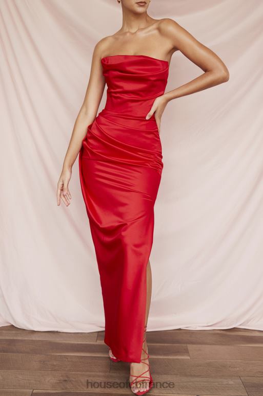 House of CB robe bustier en satin écarlate Adrienne N888H507 vêtements