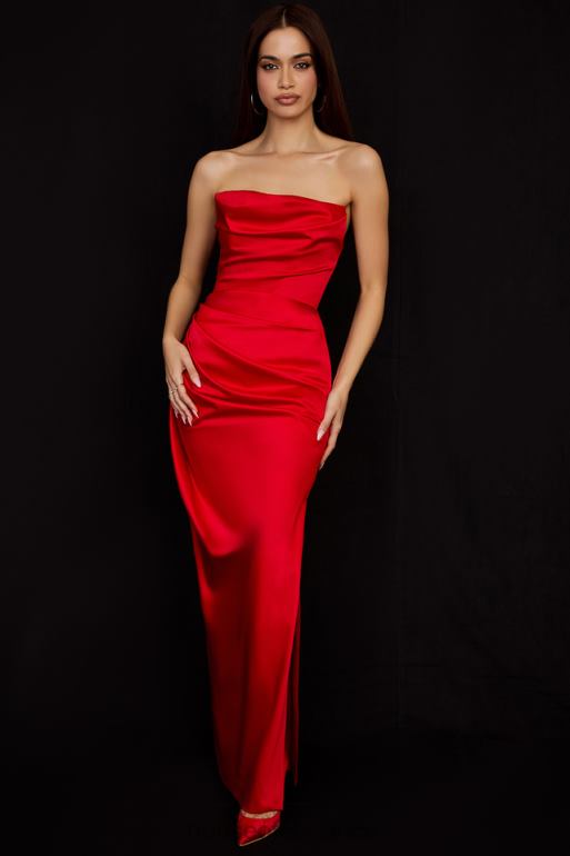House of CB robe bustier en satin écarlate Adrienne N888H507 vêtements