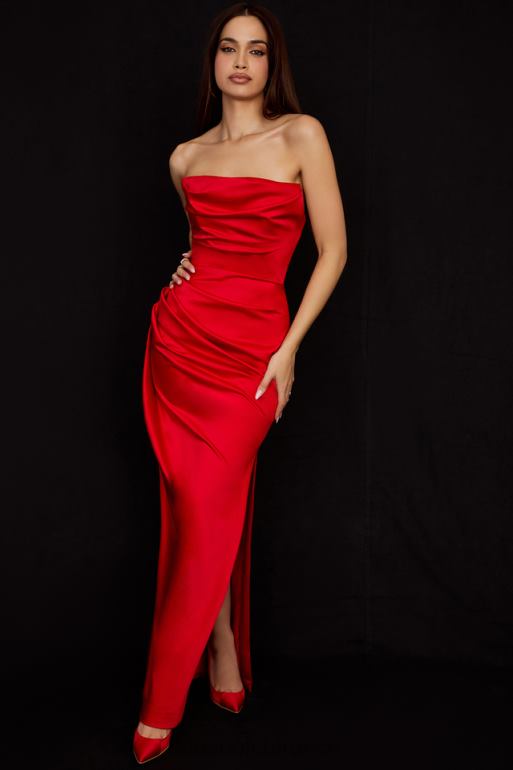 House of CB robe bustier en satin écarlate Adrienne N888H507 vêtements