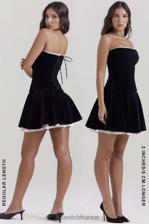 House of CB robe bustier en velours noir Marilla N888H123 vêtements