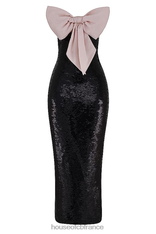House of CB robe bustier à sequins noirs Holly avec nœud N888H341 vêtements