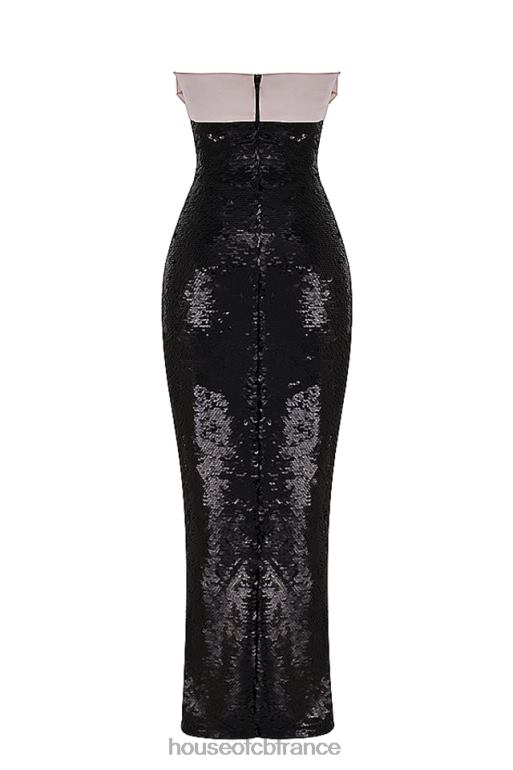 House of CB robe bustier à sequins noirs Holly avec nœud N888H341 vêtements