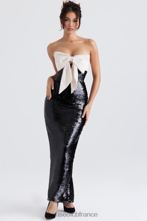 House of CB robe bustier à sequins noirs Holly avec nœud N888H341 vêtements