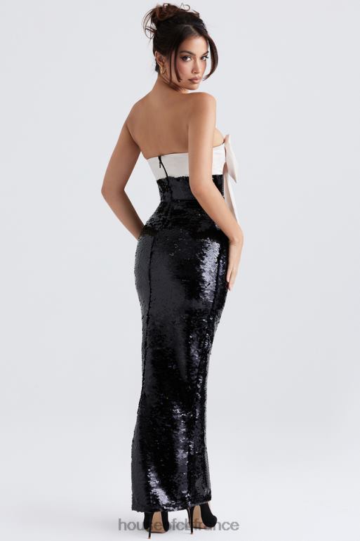 House of CB robe bustier à sequins noirs Holly avec nœud N888H341 vêtements