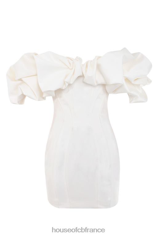 House of CB robe bustier à volants en satin ivoire selena N888H631 vêtements