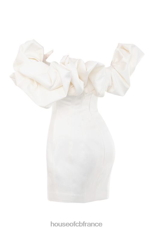 House of CB robe bustier à volants en satin ivoire selena N888H631 vêtements