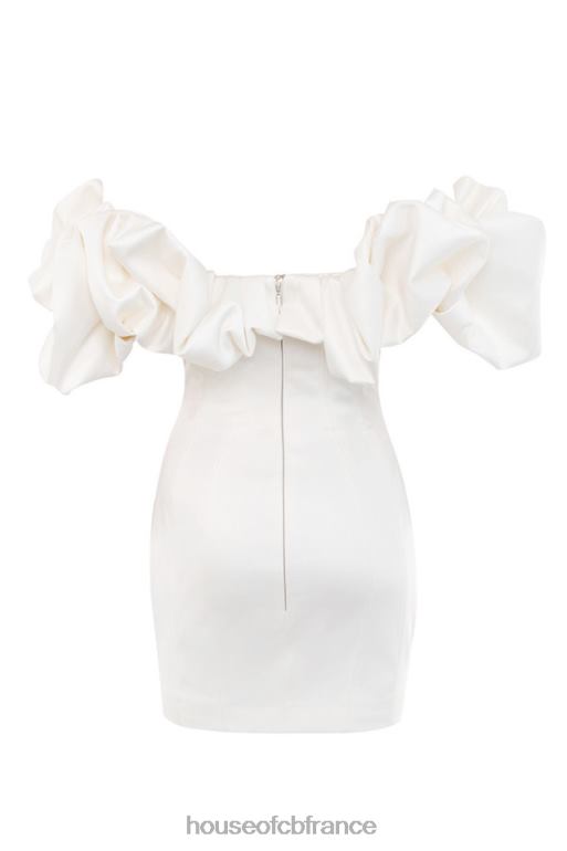 House of CB robe bustier à volants en satin ivoire selena N888H631 vêtements