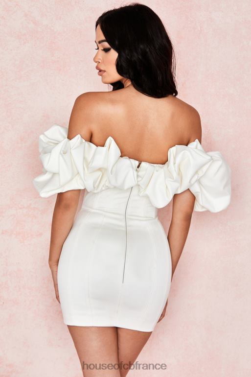 House of CB robe bustier à volants en satin ivoire selena N888H631 vêtements