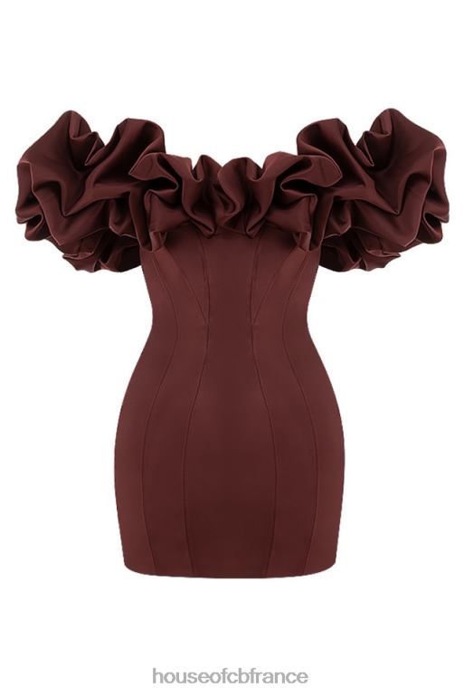 House of CB robe bustier à volants en satin raisin Selena N888H590 vêtements